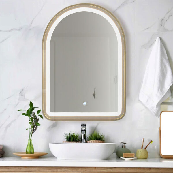 Rectangular Metal fram Mirror 60*80 Black \ Gold ,led warm with touch MST- 389