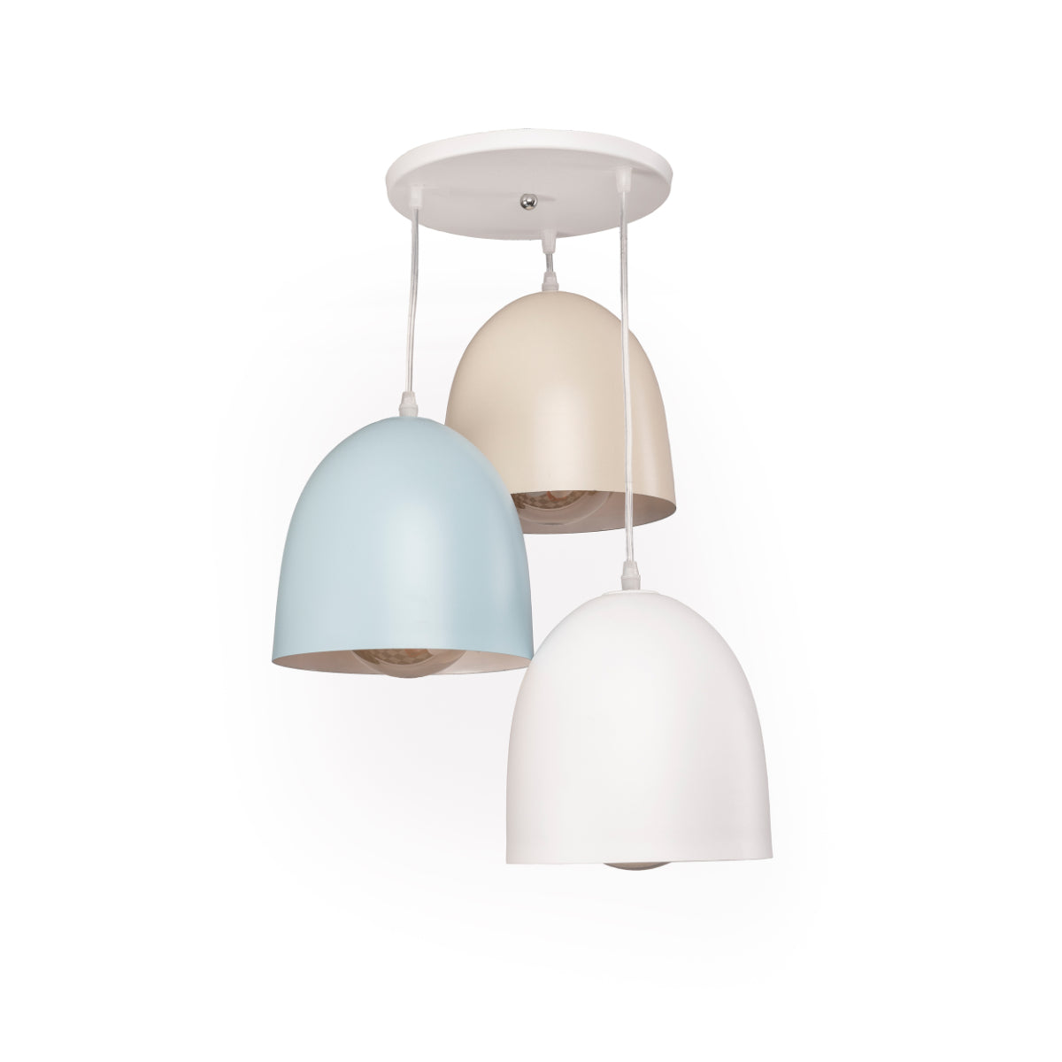 Pillar pendant light, 3 multi-color bulbs
