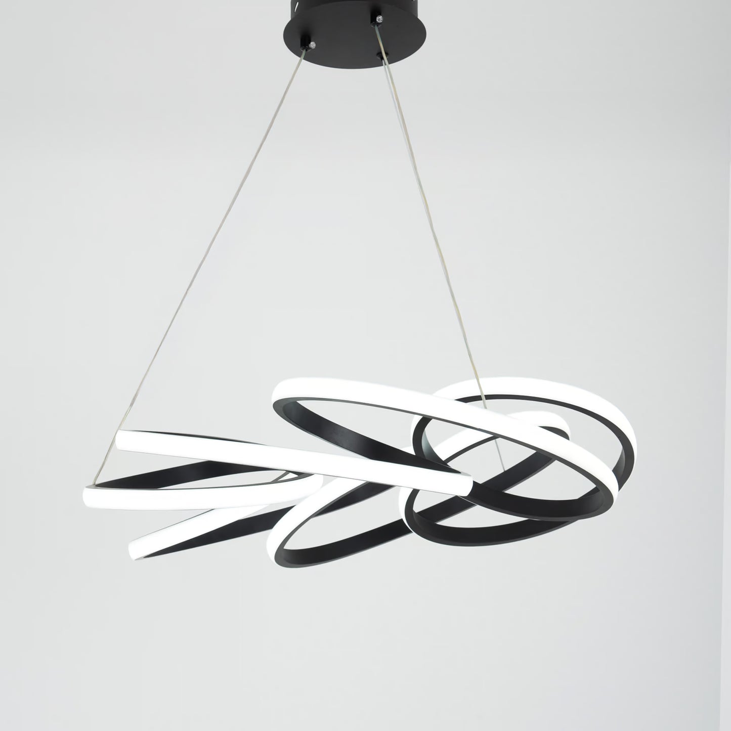 Lucia chandelier, black LED lighting