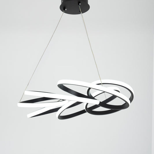 Lucia chandelier, black LED lighting
