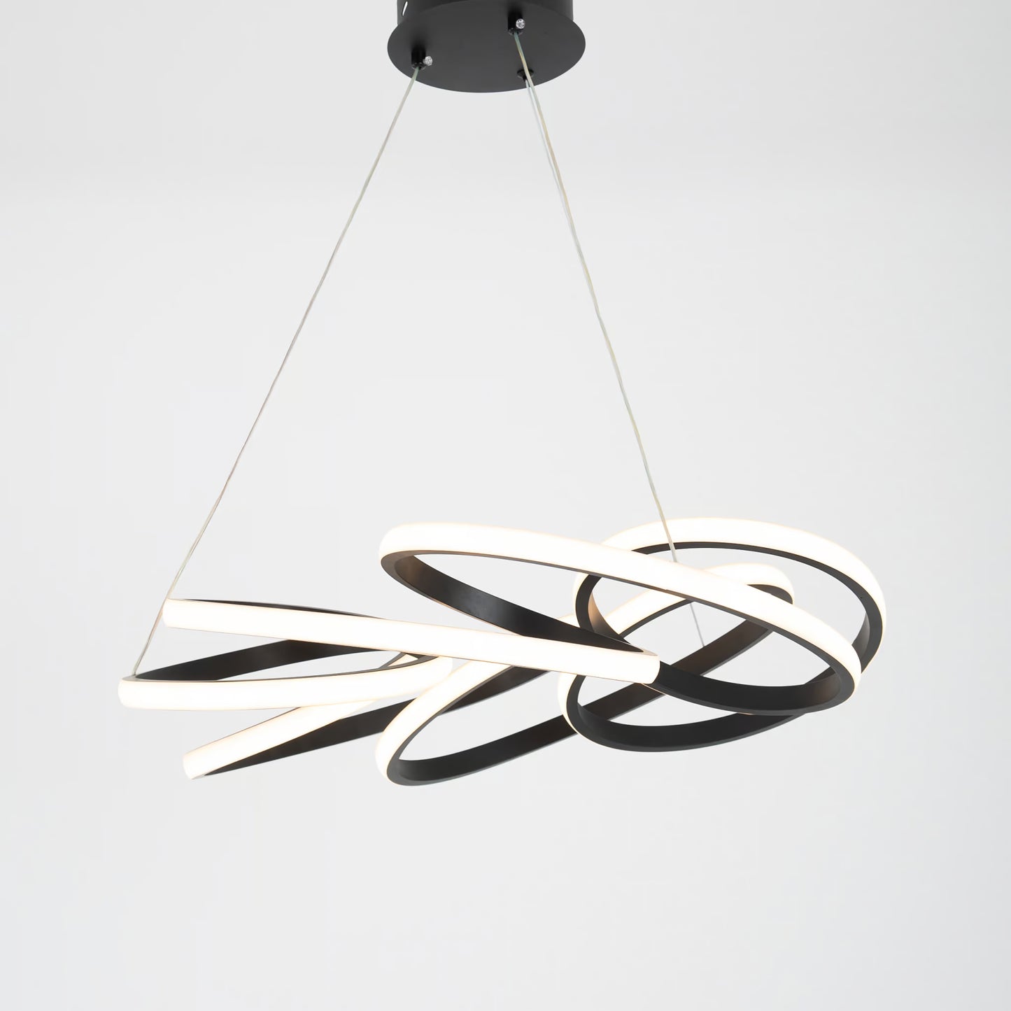 Lucia chandelier, black LED lighting