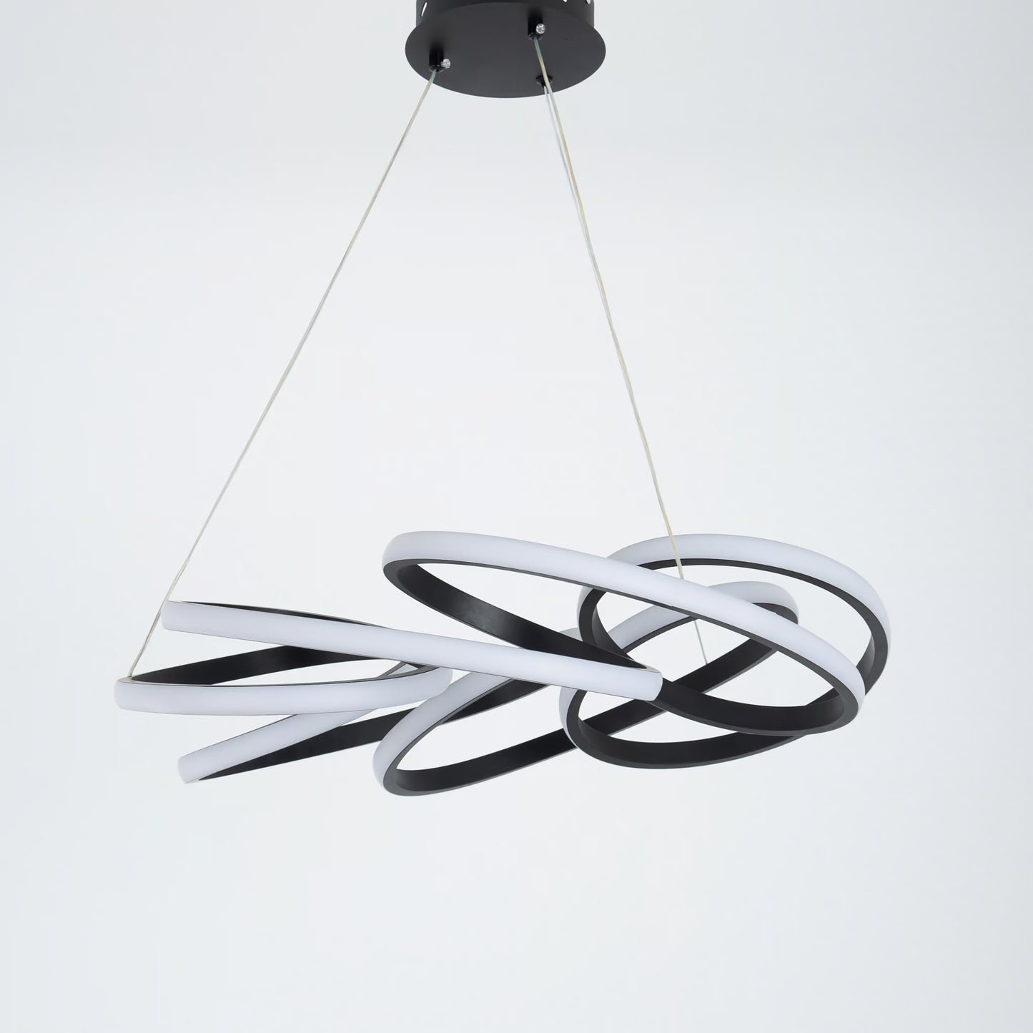 Lucia chandelier, black LED lighting