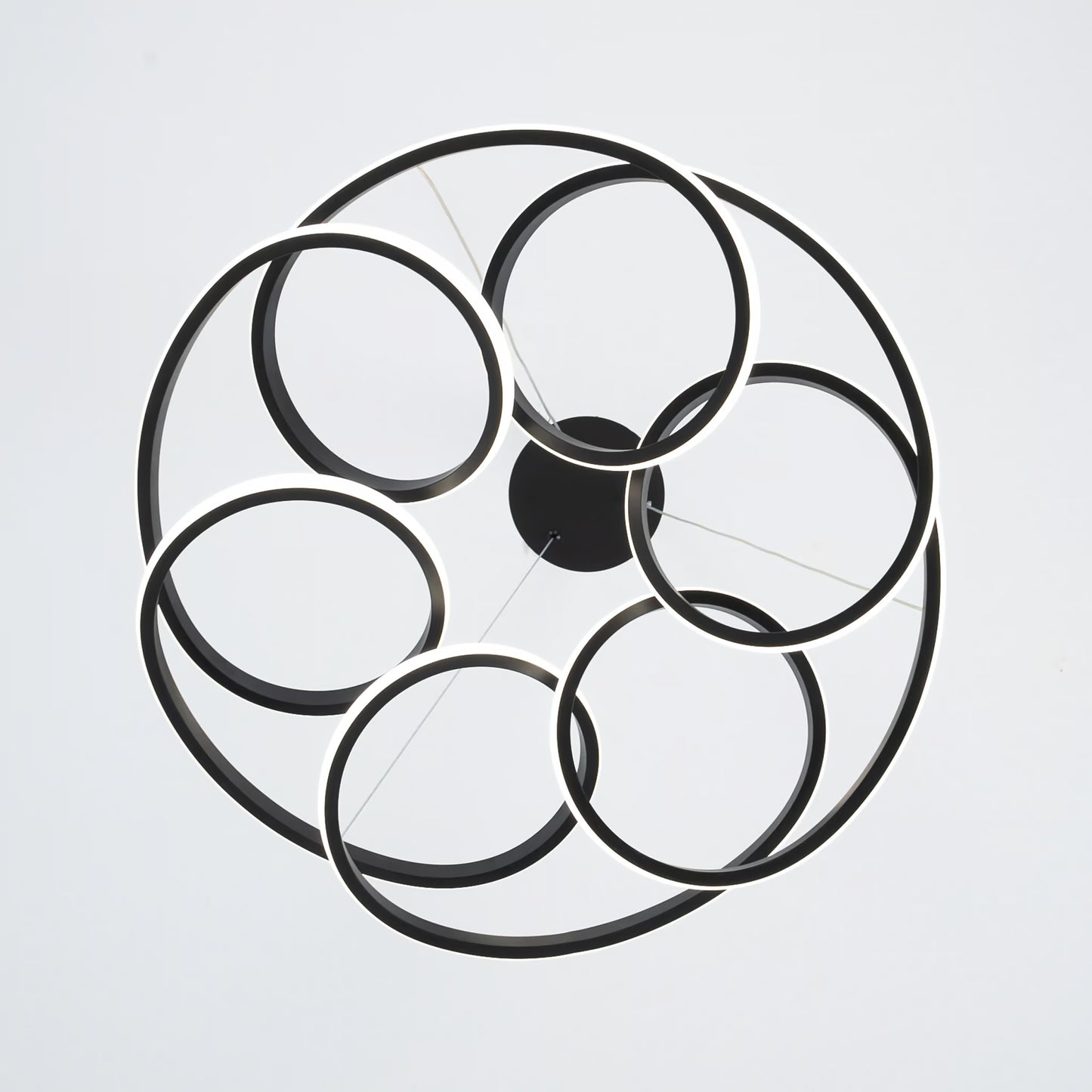 Lucia chandelier, black LED lighting