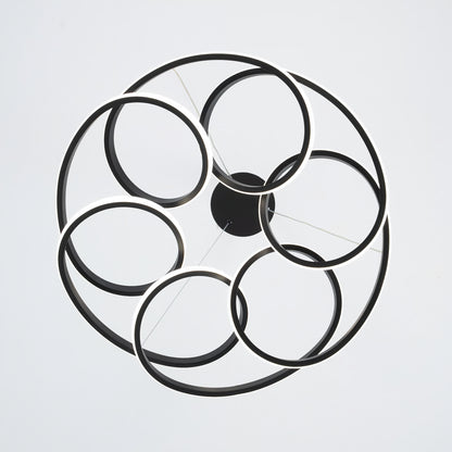 Lucia chandelier, black LED lighting