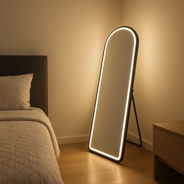 Rectangular Metal fram Mirror 65*180 Black,led warm with touch MST-380
