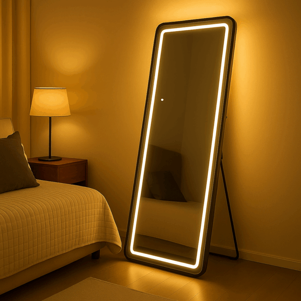 Rectangular Metal fram Mirror 70*170 Black,led warm with touch MST- 382