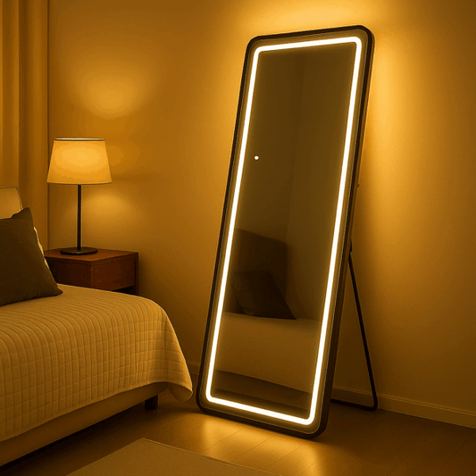 Rectangular Metal fram Mirror 70*170 Black,led warm with touch MST- 382