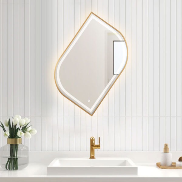 Rectangular Metal fram Mirror 60*80 Black \ Gold ,led warm with touch MST- 386