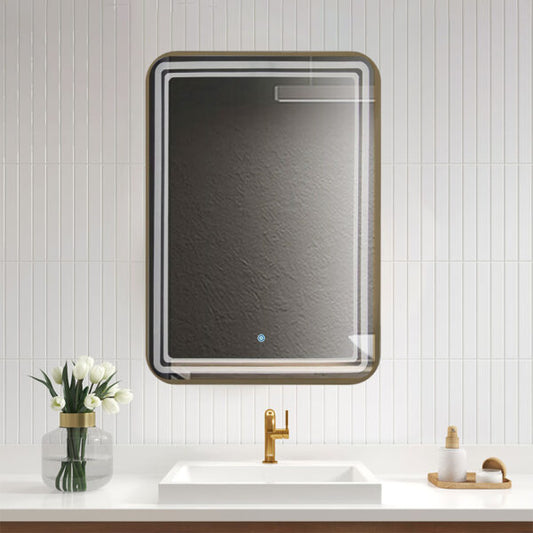 Rectangular Metal fram Mirror 60*80 Black \ Gold ,led warm with touch MST- 388