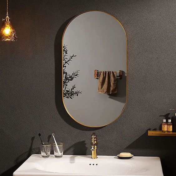 Ovral Metal fram Mirror 60*90 Black \ Gold MST-391