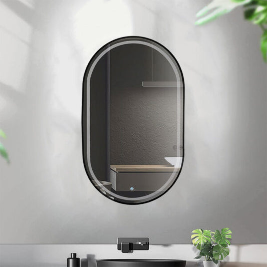 Ovral Metal fram Mirror 60*90 Black \ Gold ,led warm with touch MST- 392
