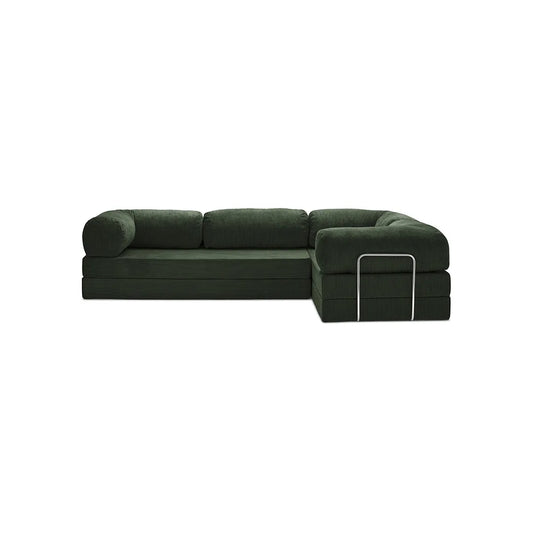Green sectional sofa on a white background