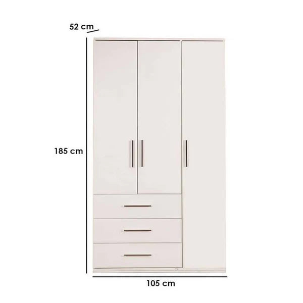 White wardrobe with dimensions labeled on a white background