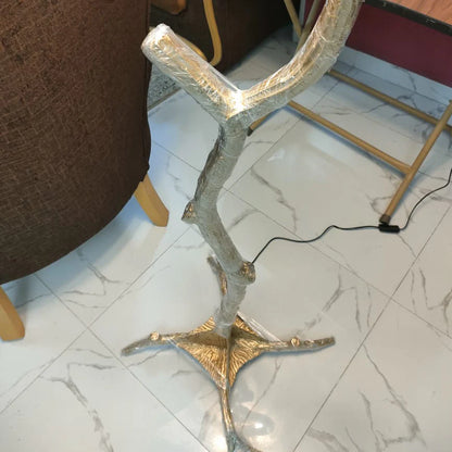 Natural ostrich feather floor lamp