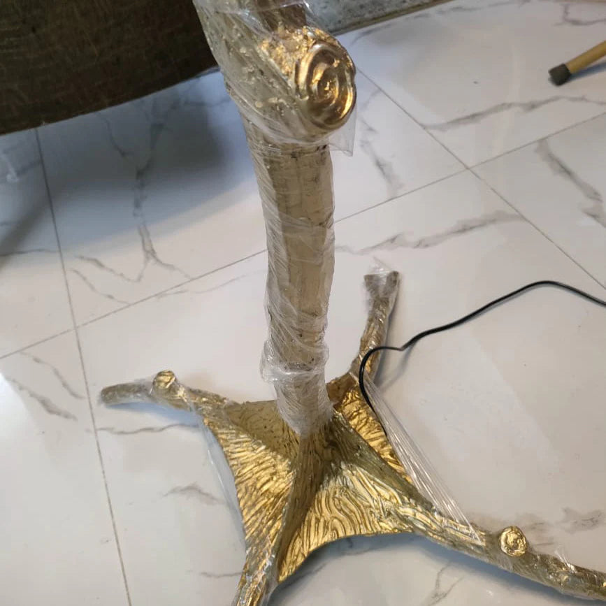 Natural ostrich feather floor lamp