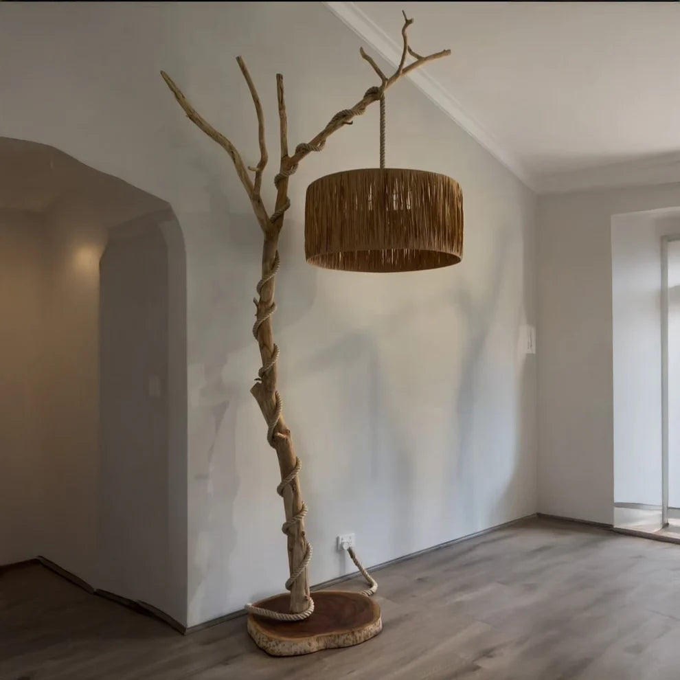 Natural Wood Floor Lamp