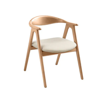 Wooden chair with a white cushion on a white background