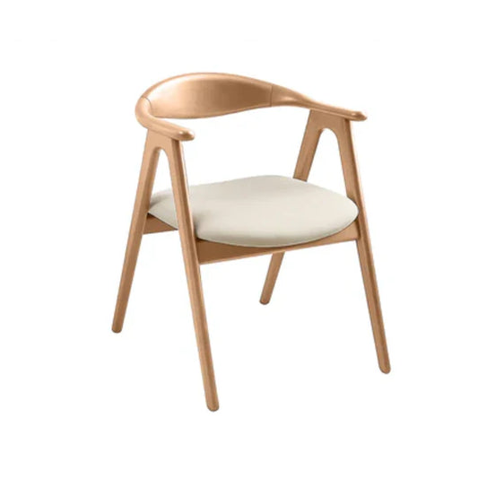 Wooden chair with a white cushion on a white background