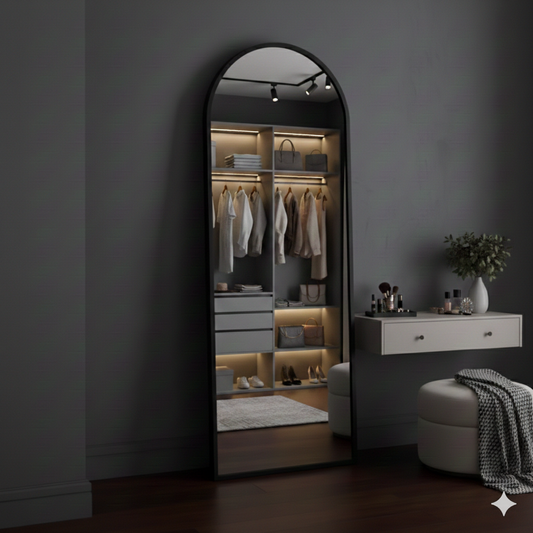 Arched wood Mirror 60*170 Gold  \ Black\ Brwon \White