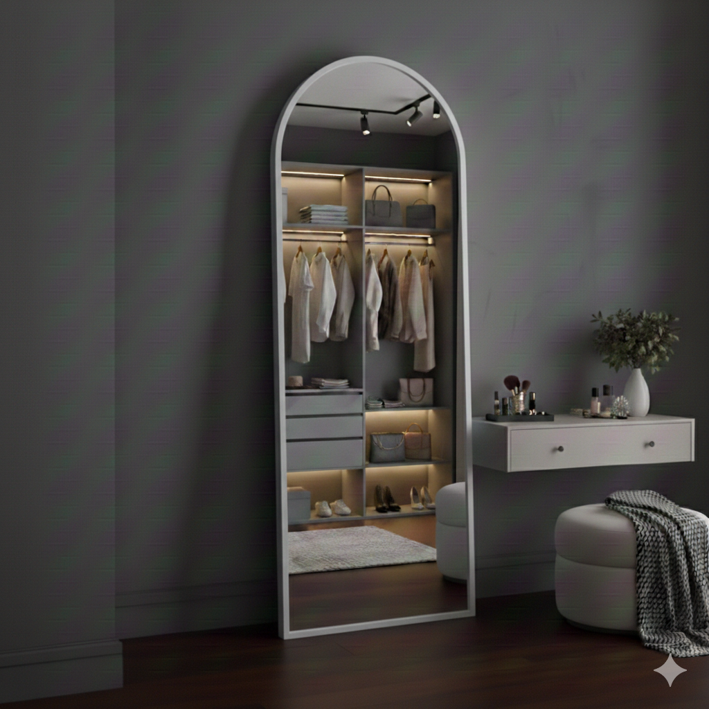 Arched wood Mirror 60*170 Gold  \ Black\ Brwon \White