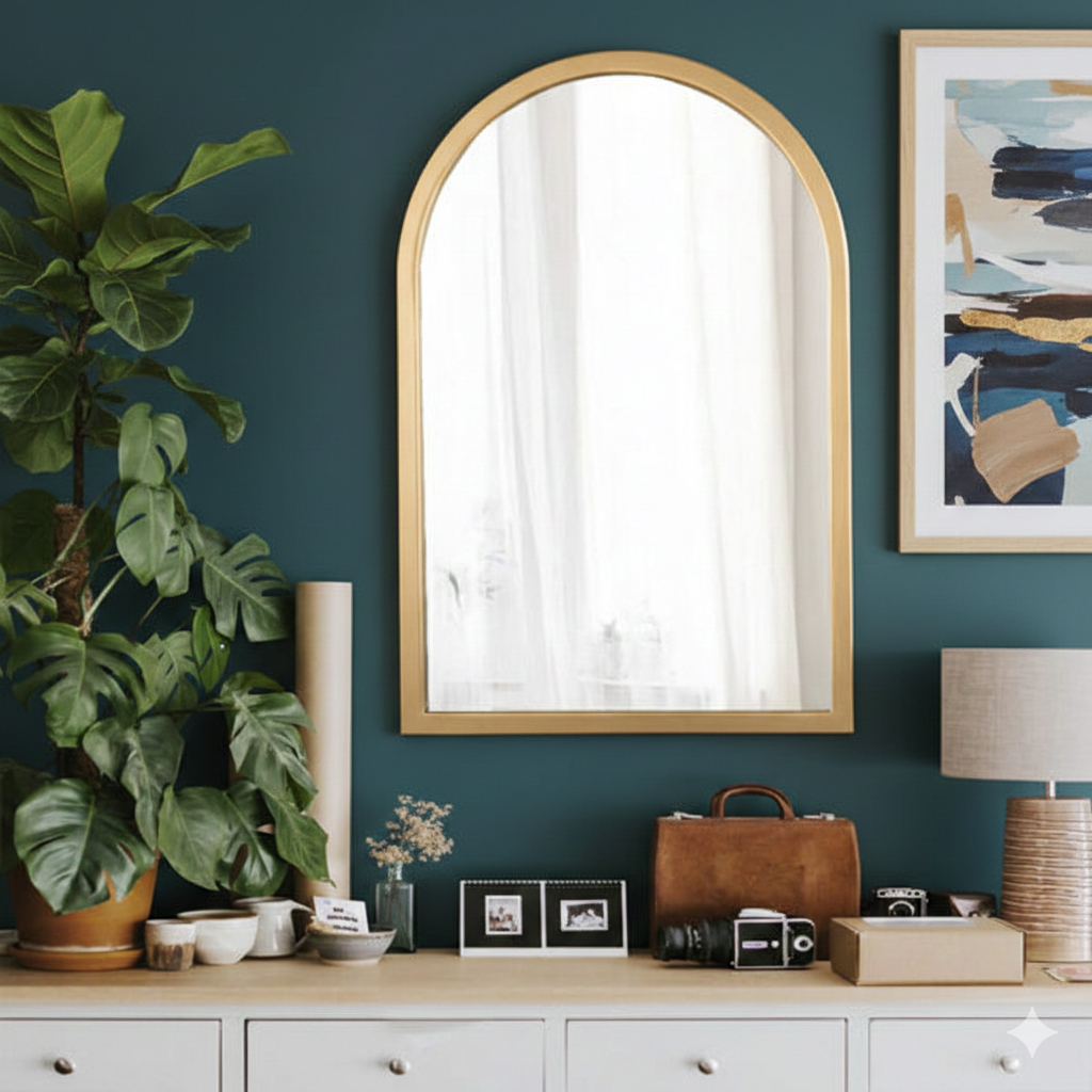 Arched wood Mirror 60*80 Gold\ Black MST- 304