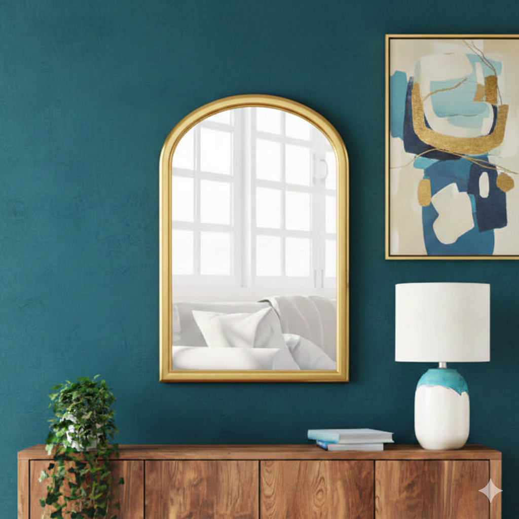Arched wood Mirror 50*70 Gold \ Black MST-305