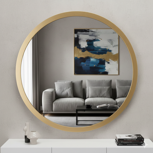 Round  Mirror with Gold / Black Frame 60*60 cm MST- 312