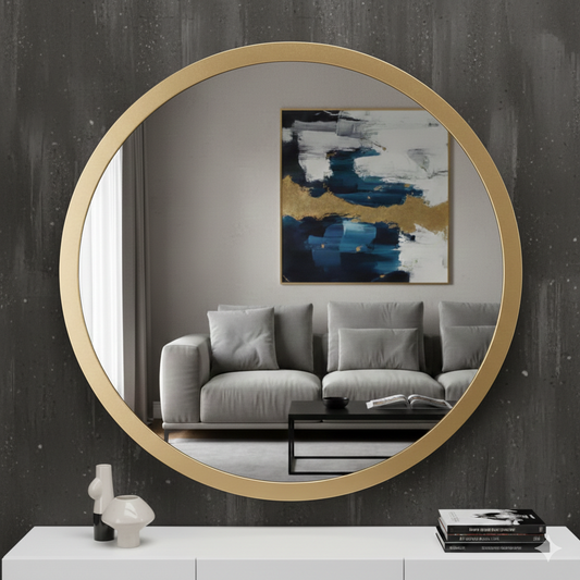 Round  Mirror with Gold  / Black Frame 50*50 cm MST- 313