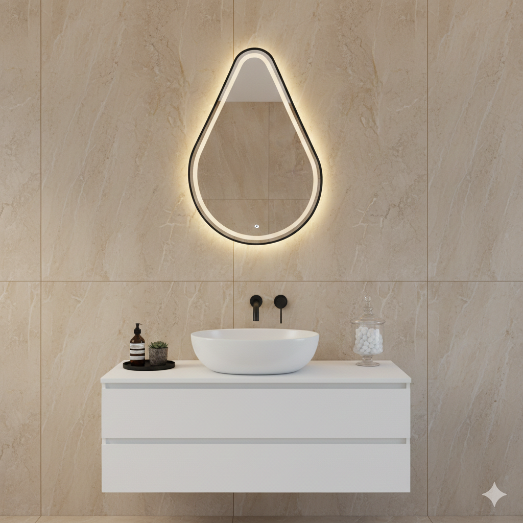 Free shap Metal fram Mirror 60*80 Black \ Gold ,led warm with touch MST- 390
